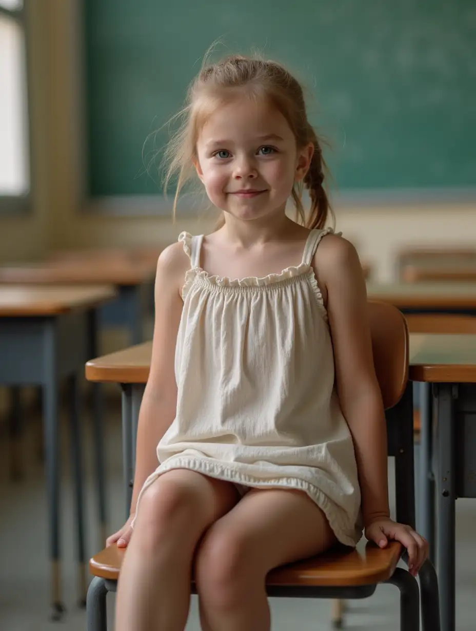 Shy-Little-Girl-with-Blue-Eyes-Sitting-in-an-Empty-Classroom