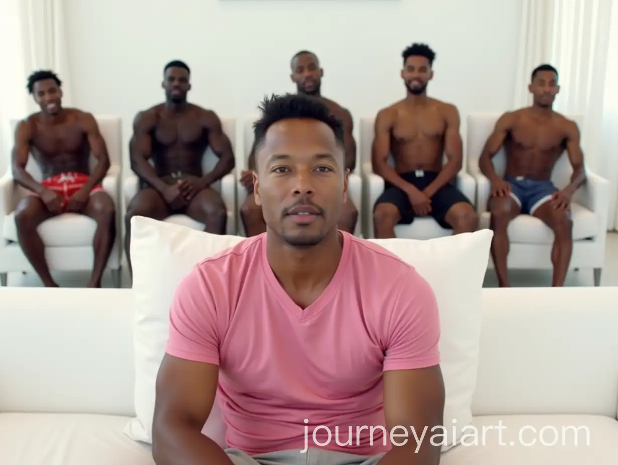 Elon-Musk-in-a-Cheeky-Pose-with-Buff-Black-Men-in-a-White-Room