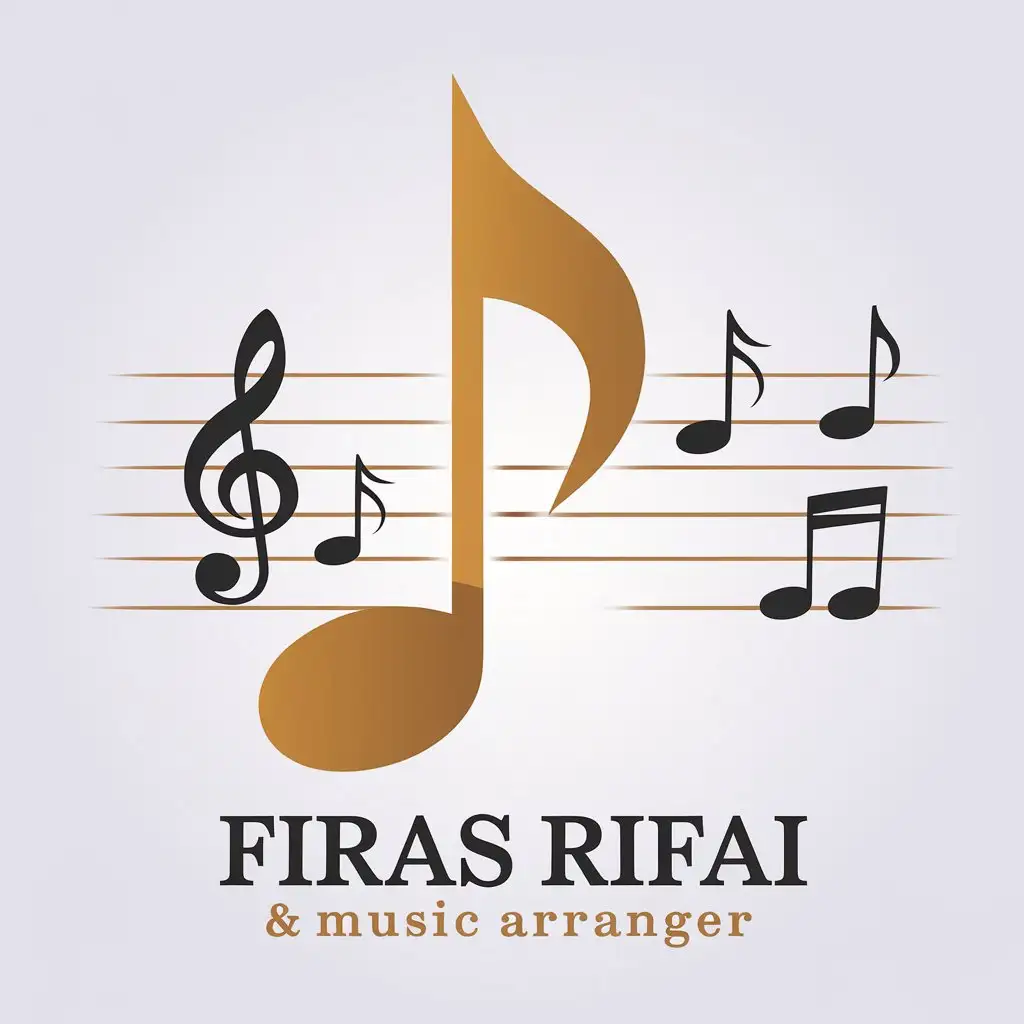 a vector logo design,with the text "Firas Rifai", main symbol:Composer and music arranger,Moderate,be used in music industry,clear background