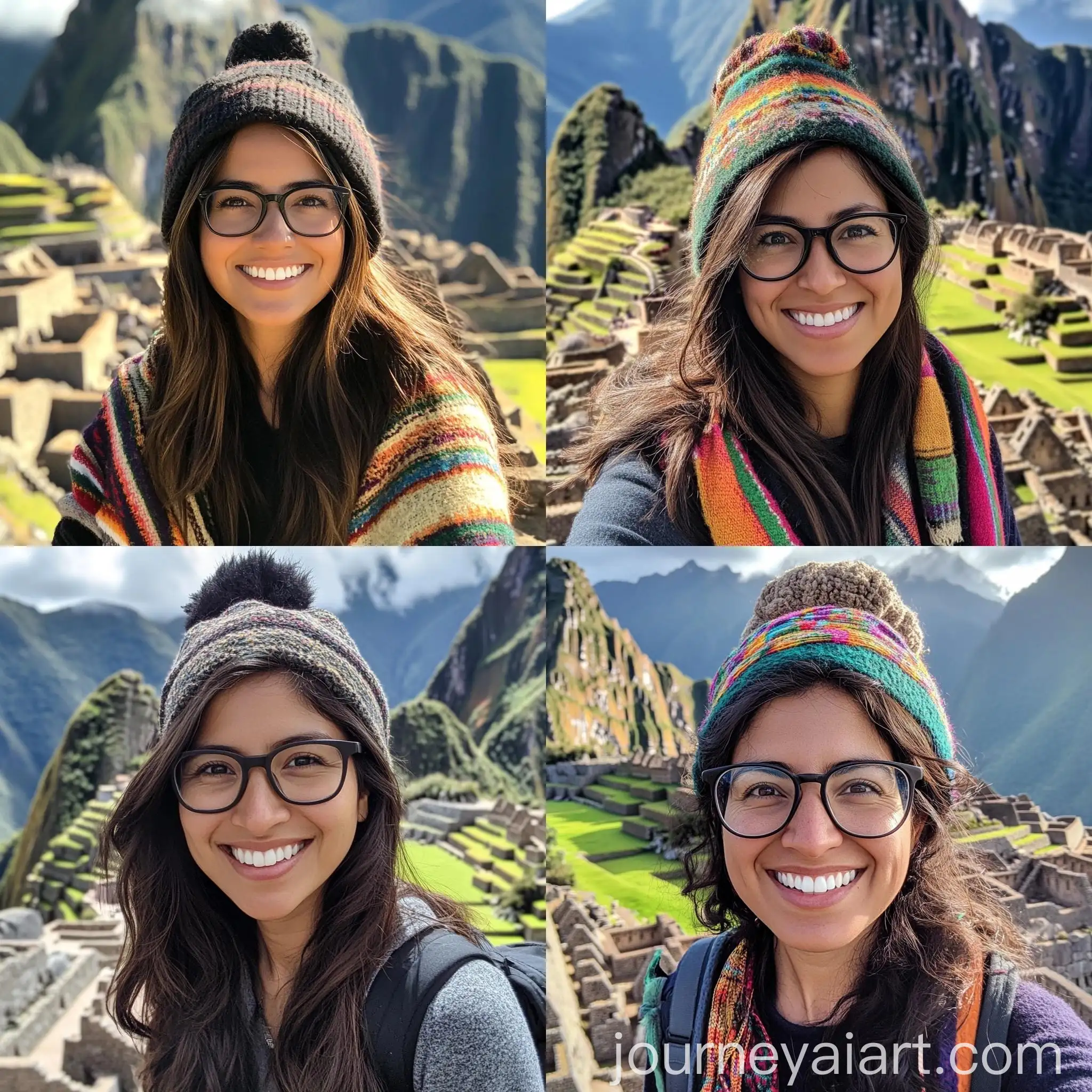 Lebanese-Woman-with-Andean-Chullo-at-Machu-Picchu