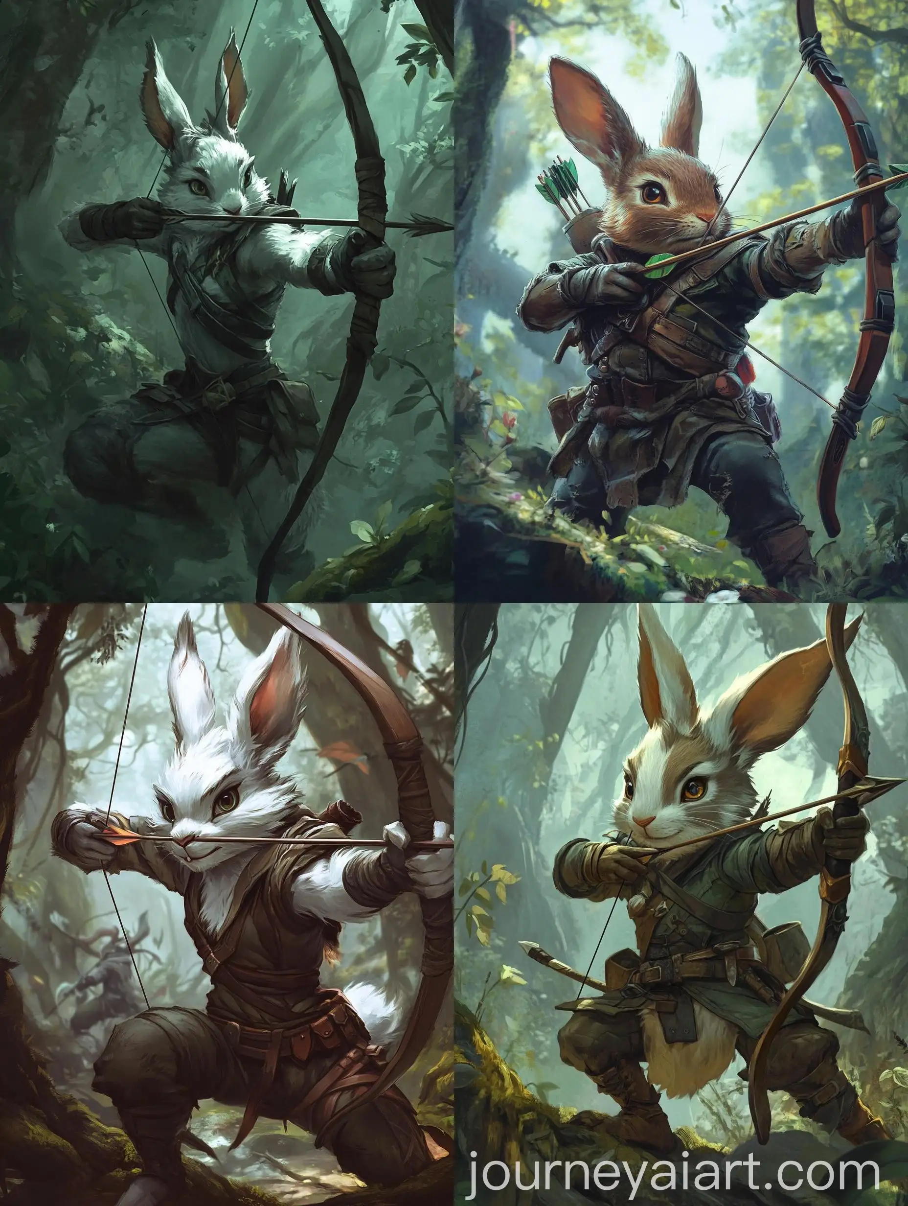 Archer-Rabbit-in-Forest-with-Bow-Fantasy-Character-Design