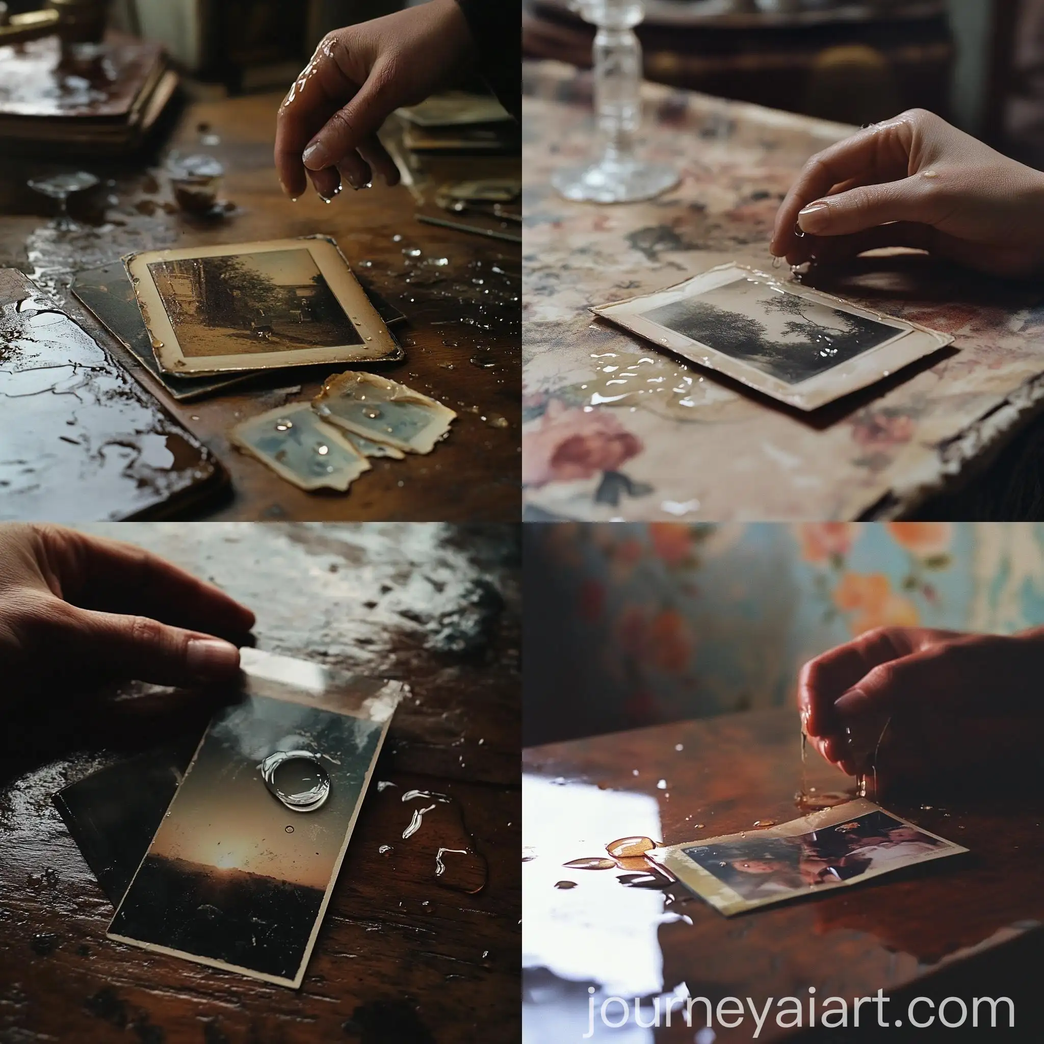 Person-Holding-Photograph-with-Tears-on-Table
