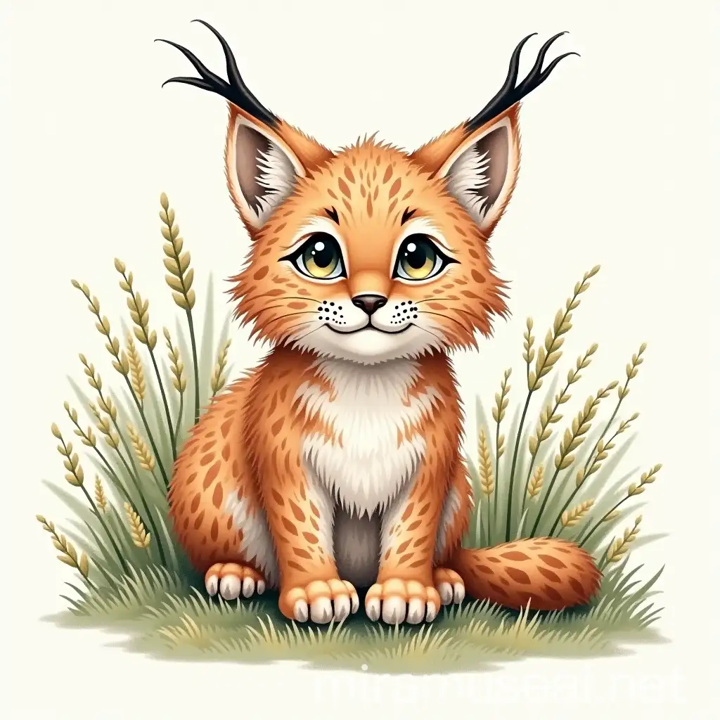 Lynx in Natural Habitat Wildlife Illustration with Forest Background