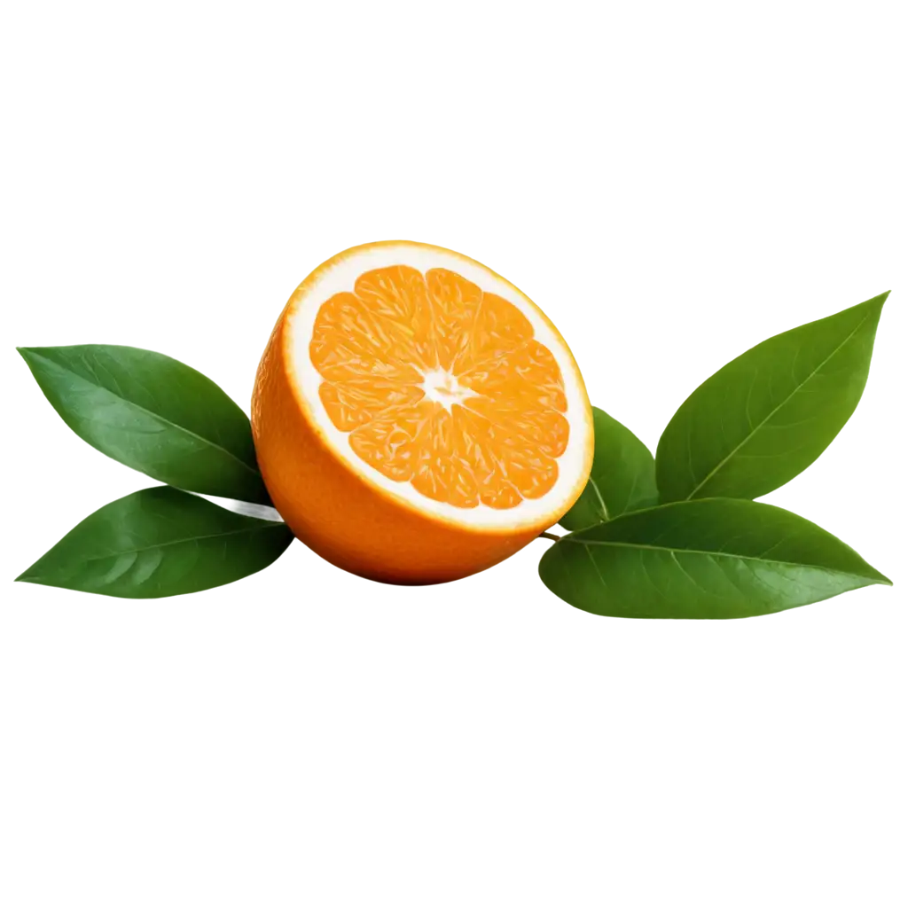 HighQuality-PNG-Image-of-a-Vibrant-Orange-Slice-with-Leaves-Capturing-Freshness-in-Every-Detail