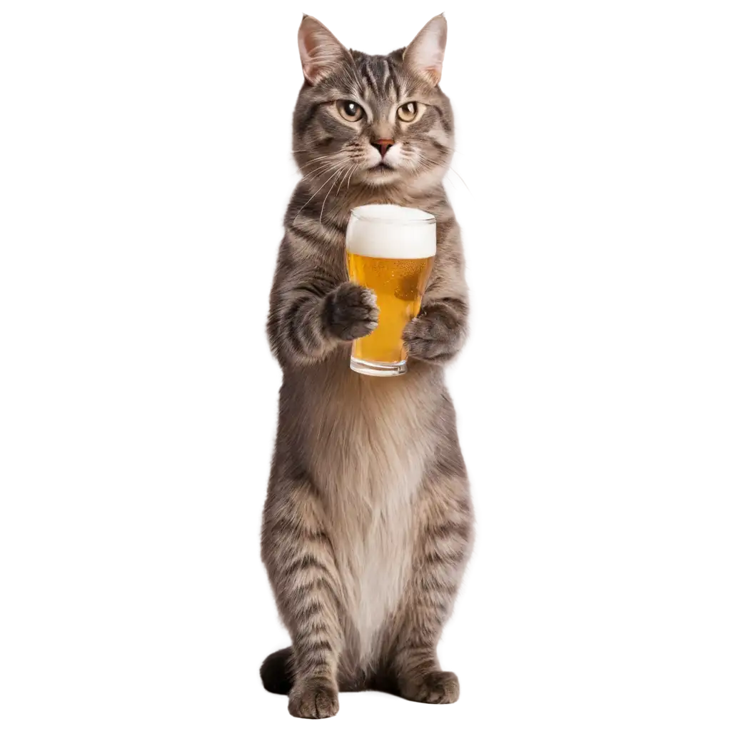 Cat drinking beer