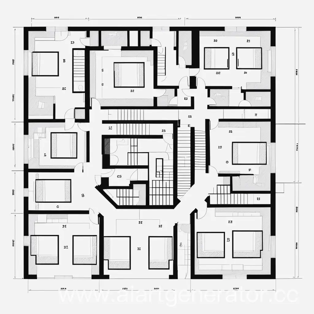 Architectural-Blueprint-of-a-Complex-Basement-with-Rooms-and-Floors