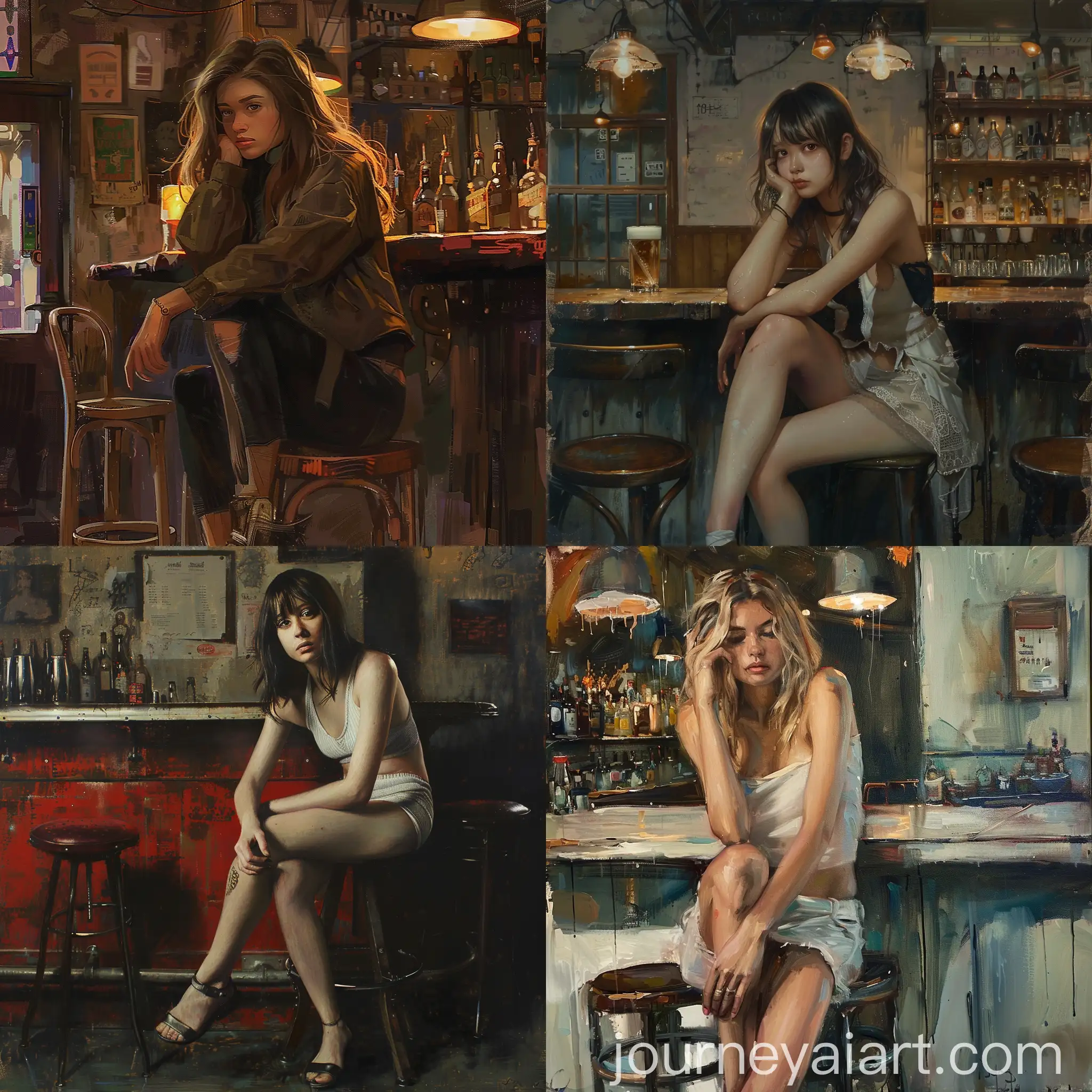 Girl-Sitting-on-Bar-Chair-in-Modern-Interior
