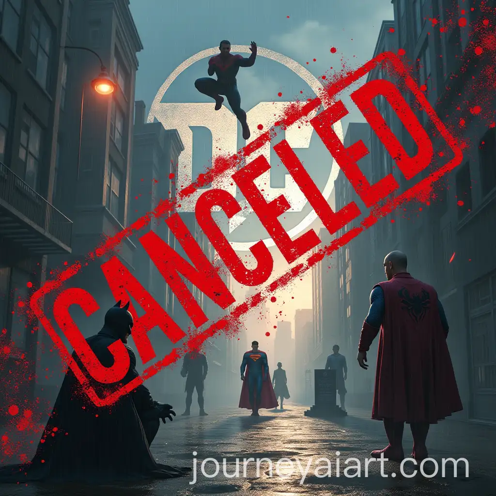 Epic-Superhero-Clash-Iconic-Moments-from-DC-and-Marvel-with-a-CANCEL-Stamp