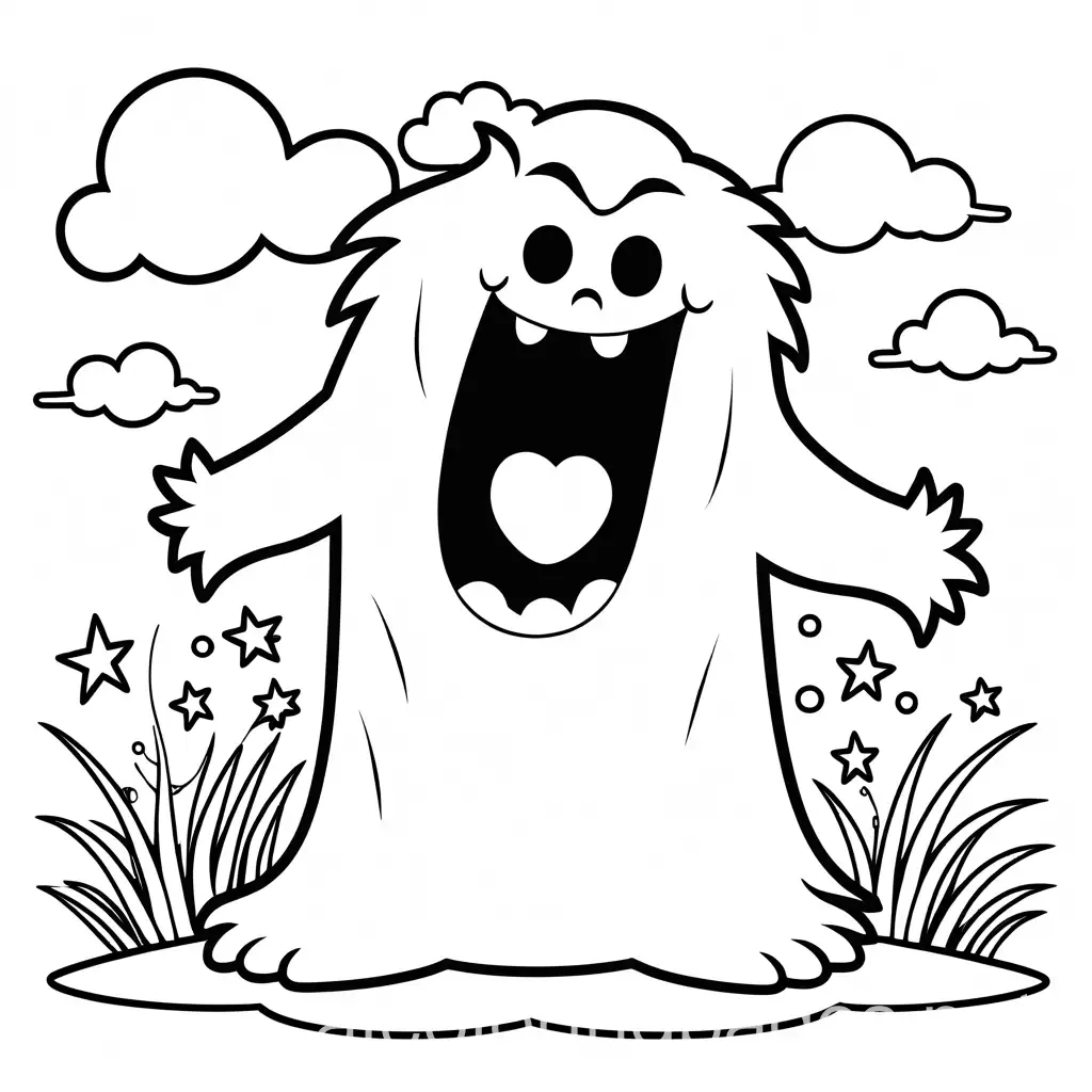 Sleepy-Monster-Yawning-in-the-Sun-Kids-Coloring-Page