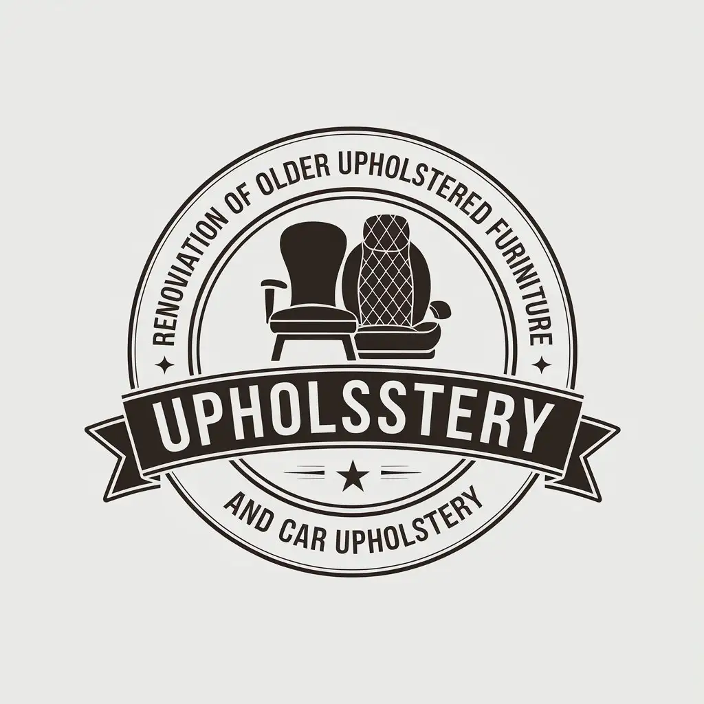 LOGO Design for Renovation of Older Upholstered Furniture and Car Upholstery Chair and Car Symbols with Clear Background