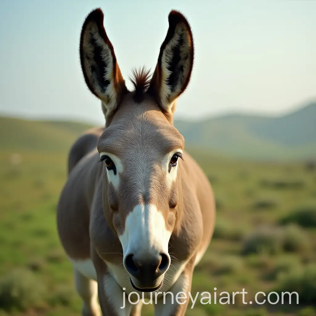 Donkey-with-Ahmed-Al-Abdullah-Written-on-Its-Face-in-Lush-Green-Landscape
