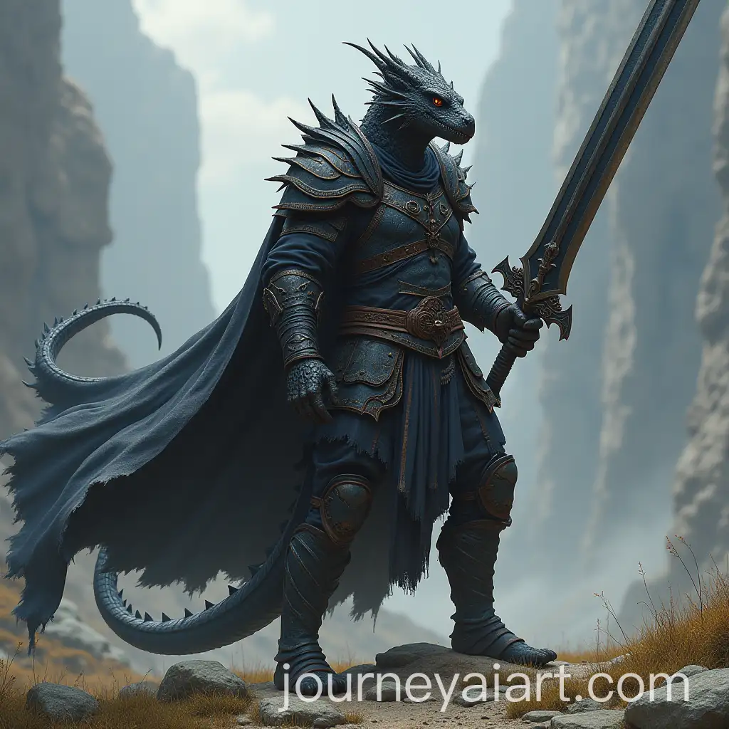 Dragonborne-Ranger-with-Jetblack-Greatsword-in-Battle-Stance