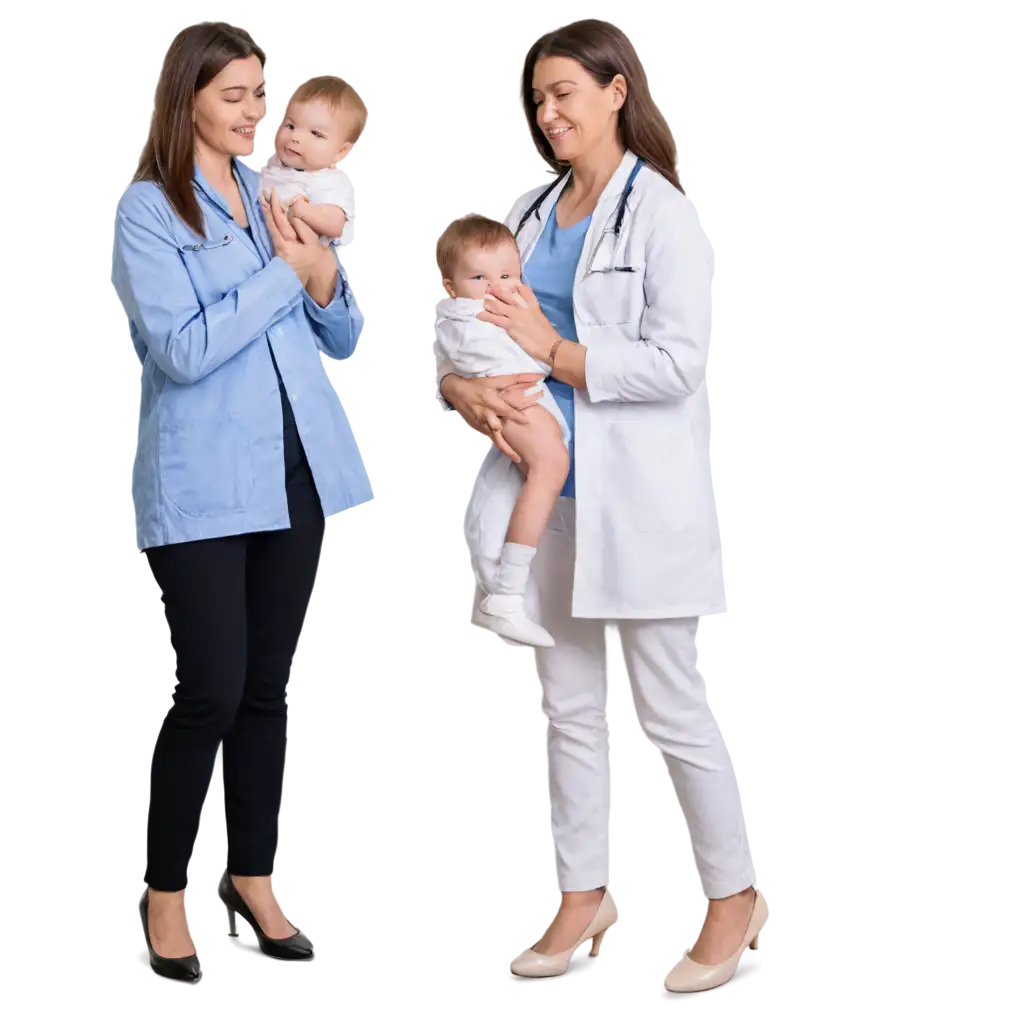 Caring-Mother-and-Pediatrician-Smiling-Caucasian-Woman-Holding-Baby-PNG-Image