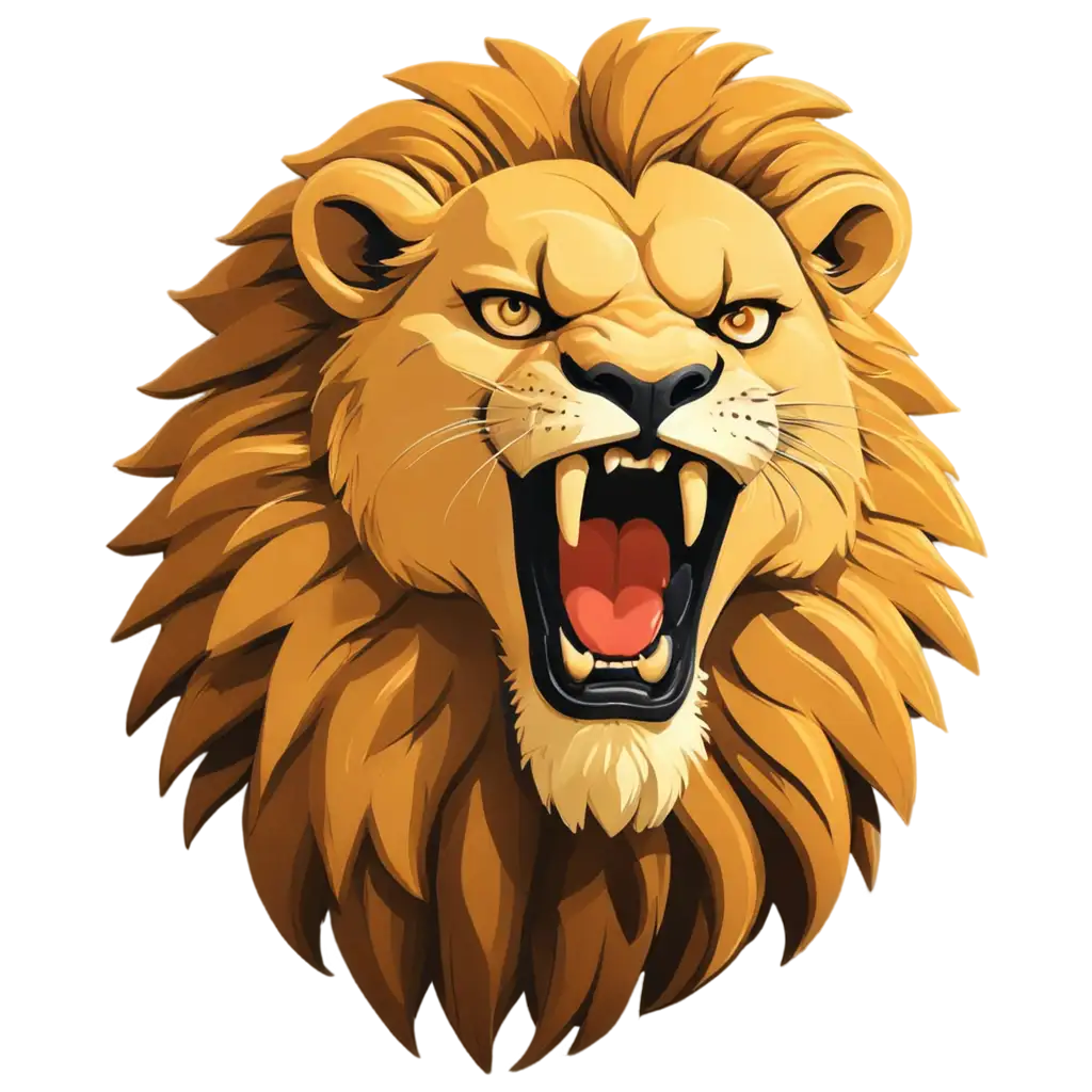 Roaring-Lion-Head-PNG-Vector-in-Golden-Yellow-HighQuality-Transparent-Image-for-Versatile-Use