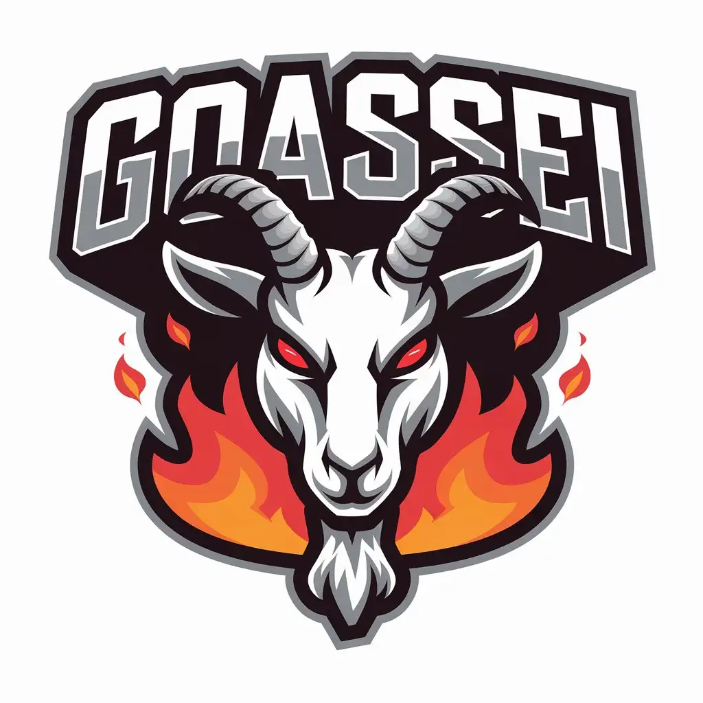 LOGO-Design-For-Goassei-Mysterious-Goat-Head-with-Fiery-Background