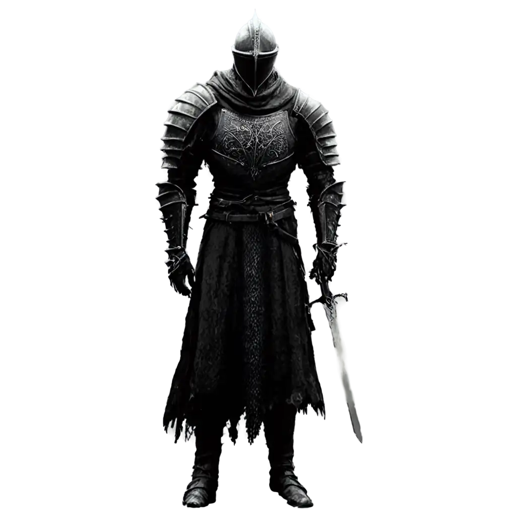 Black-and-White-Dark-SoulsInspiredAI-Art-Prompt-Analysis-Knight-PNG-for-HighQuality-Artwork-and-Designs