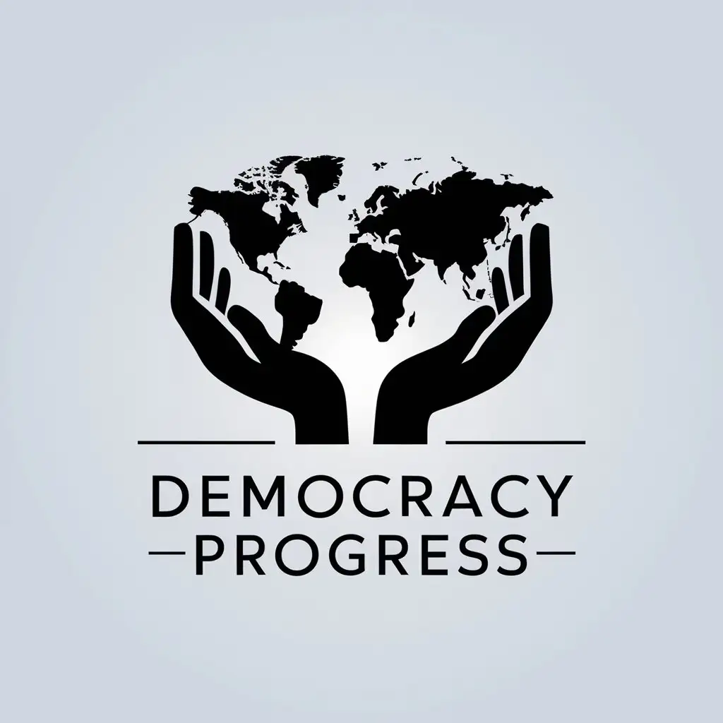 LOGO Design for Democracy Progress Hands Holding World Map Symbolizing Global Cooperation