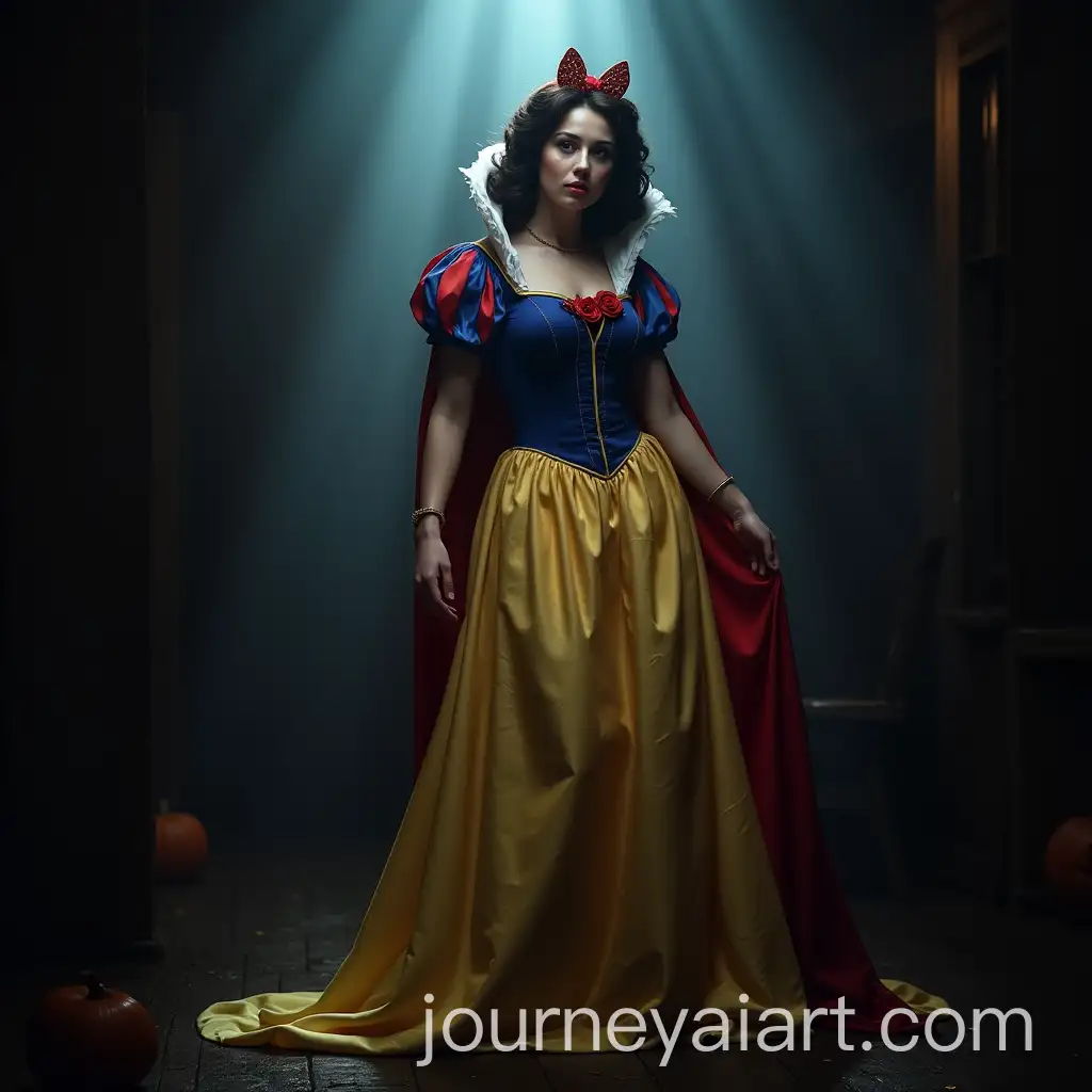 Spooky-Halloween-Party-with-Woman-in-Torn-Snow-White-Costume