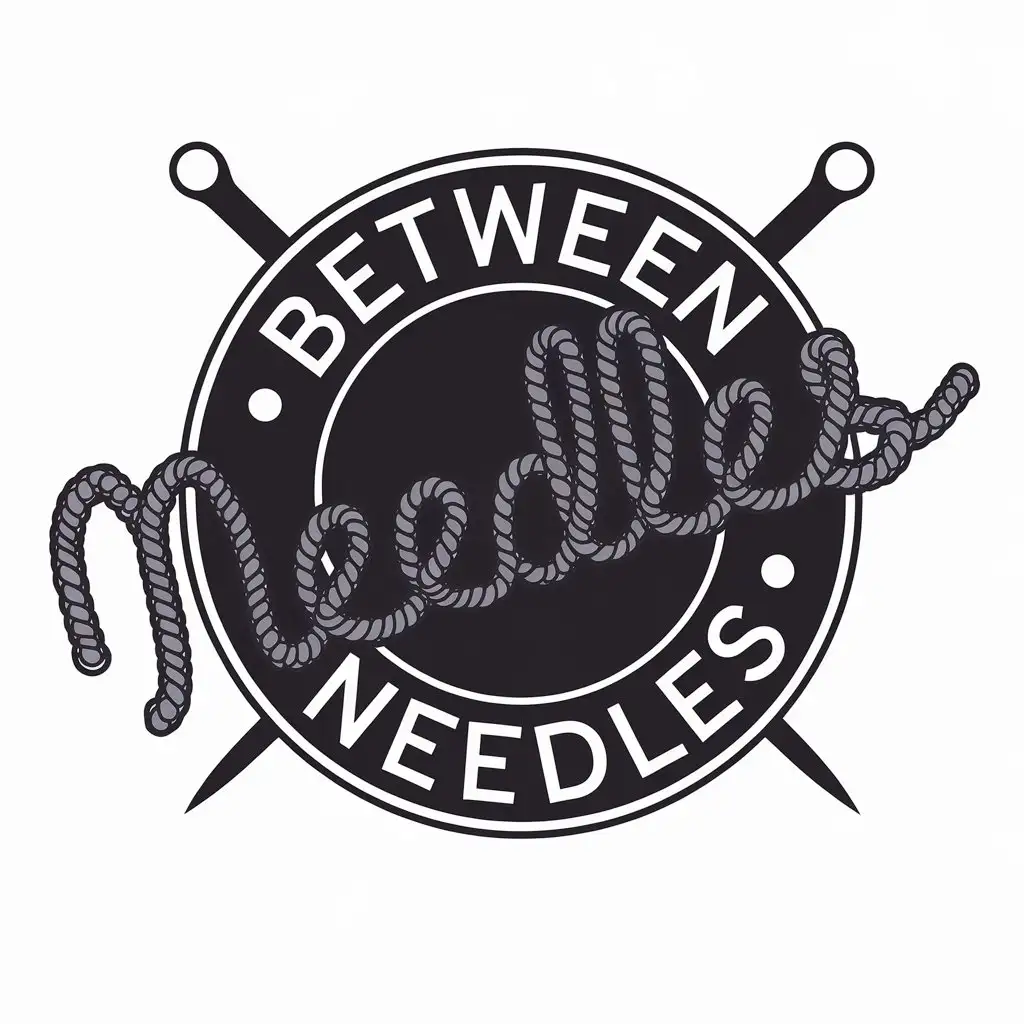 LOGO Design for Between Needles Knitted Name with Moderate Style and Clear Background