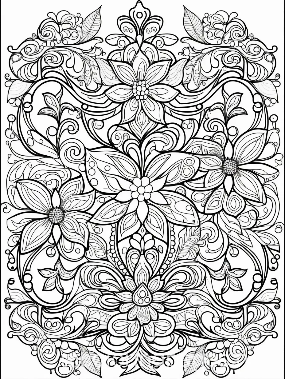 Intricate-Henna-Inspired-Flower-and-Vine-Coloring-Page