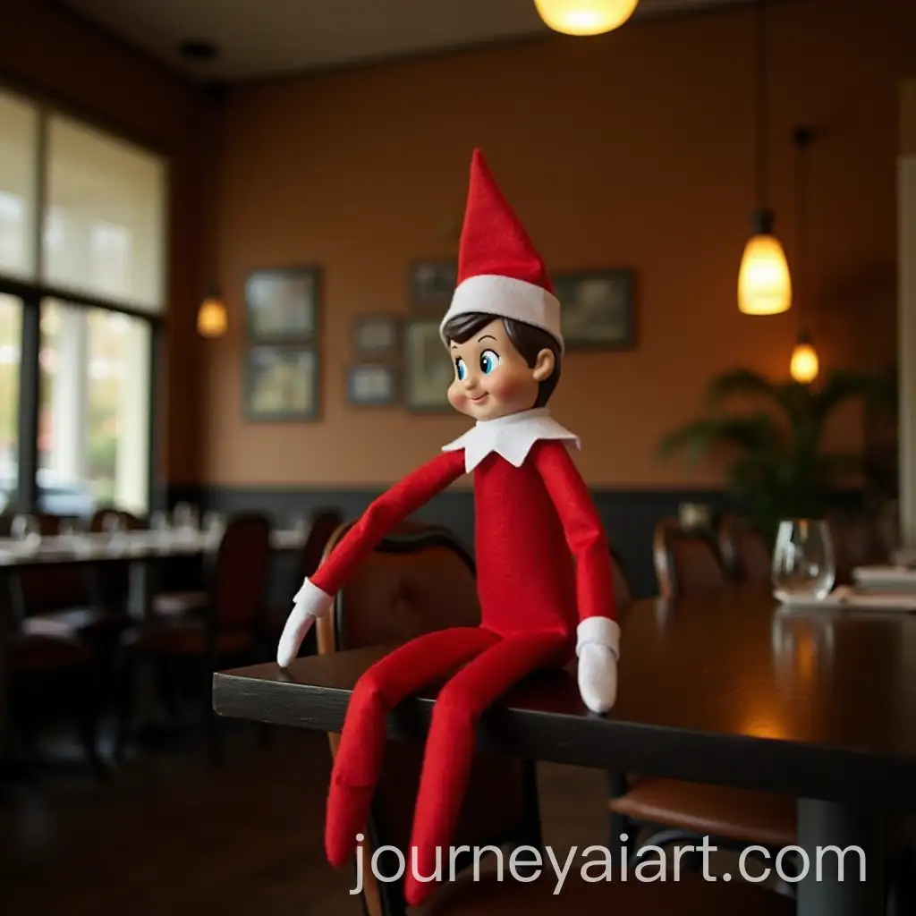 Elf-on-the-Shelf-Sitting-in-a-Restaurant-Booth