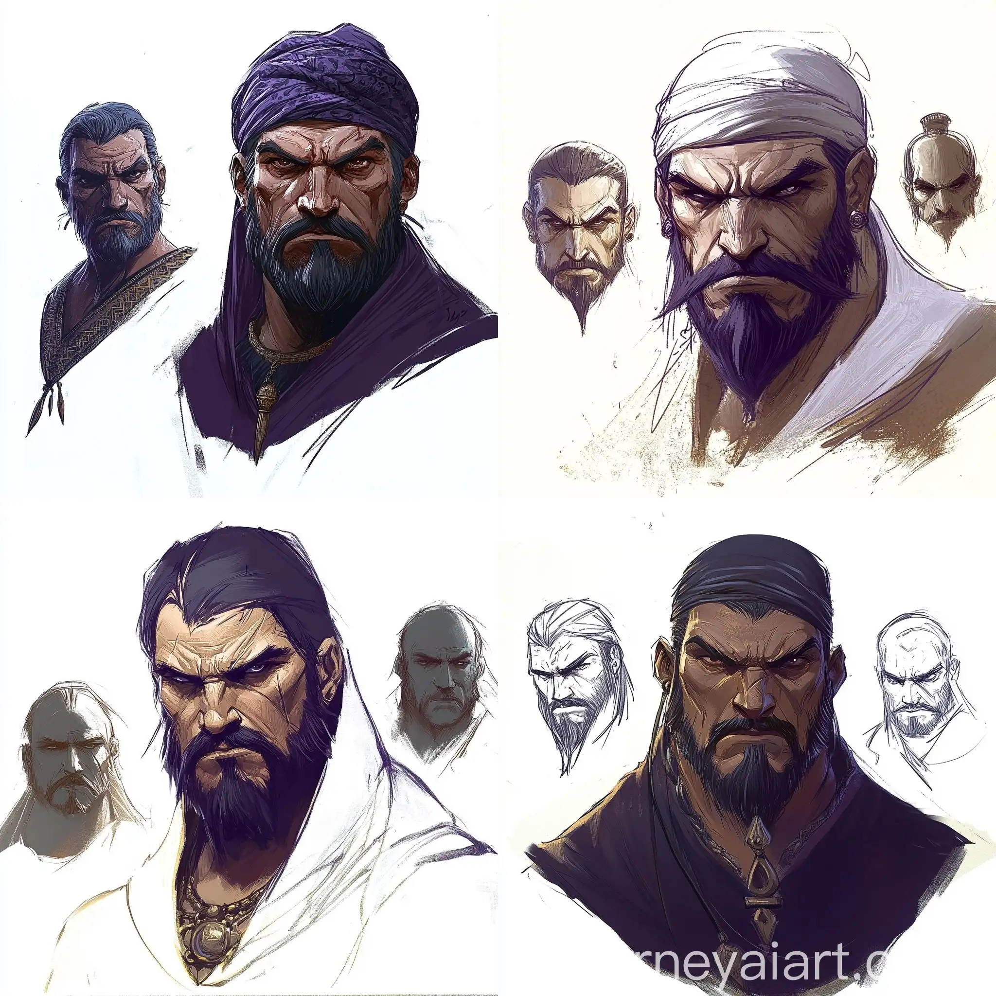 Arabian-Warrior-Concept-Art-with-Daggers-Malicious-Expression
