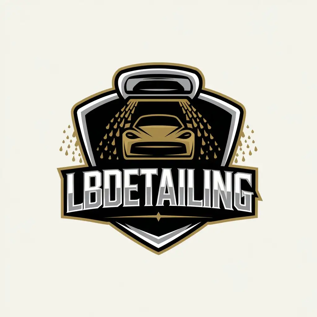 LOGO Design for LBdetailing Car Getting Washed with Gold Effects on Clear Background