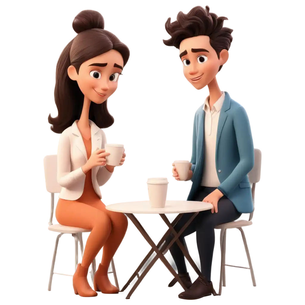 Cartoon-Illustration-of-Two-People-Having-Coffee-and-Conversation-PNG-Image-for-Digital-Use