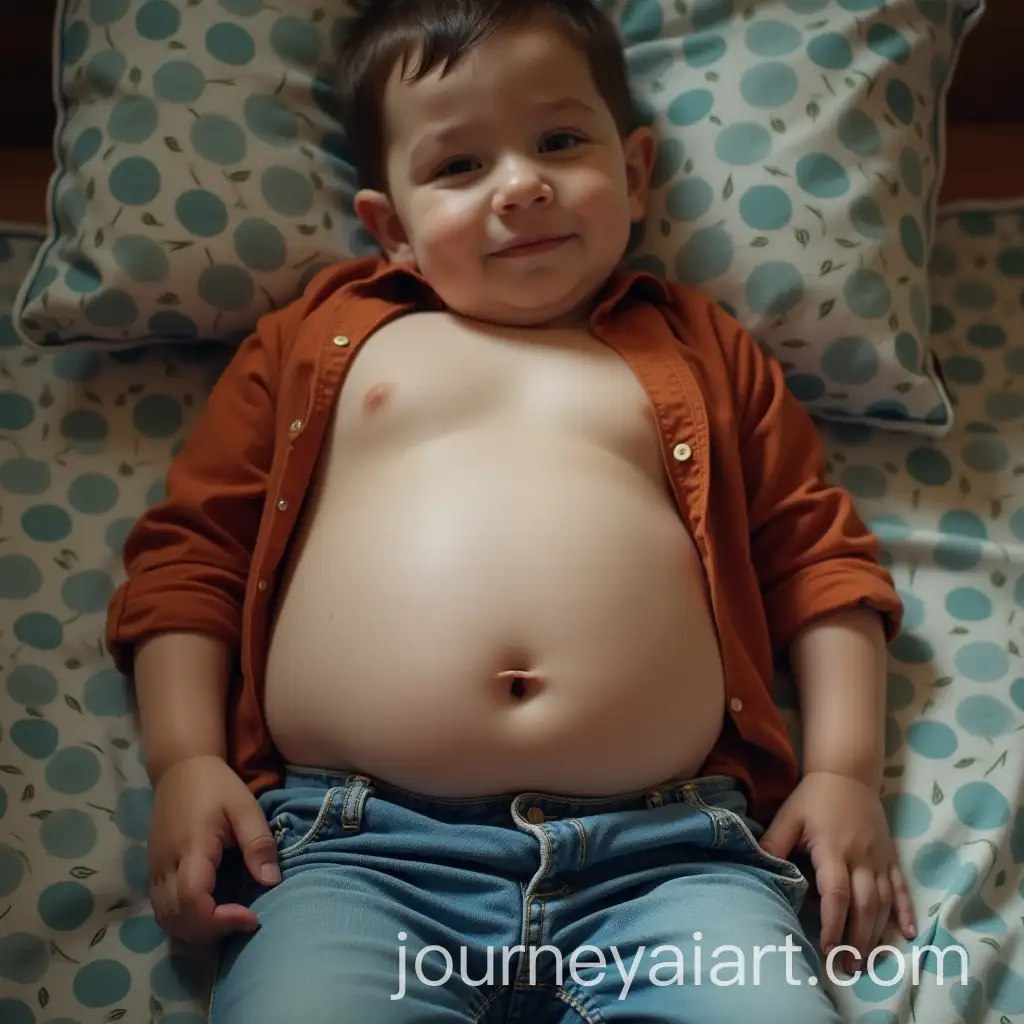 Teen-Boy-Lying-on-Stomach-with-Prominent-Belly-View