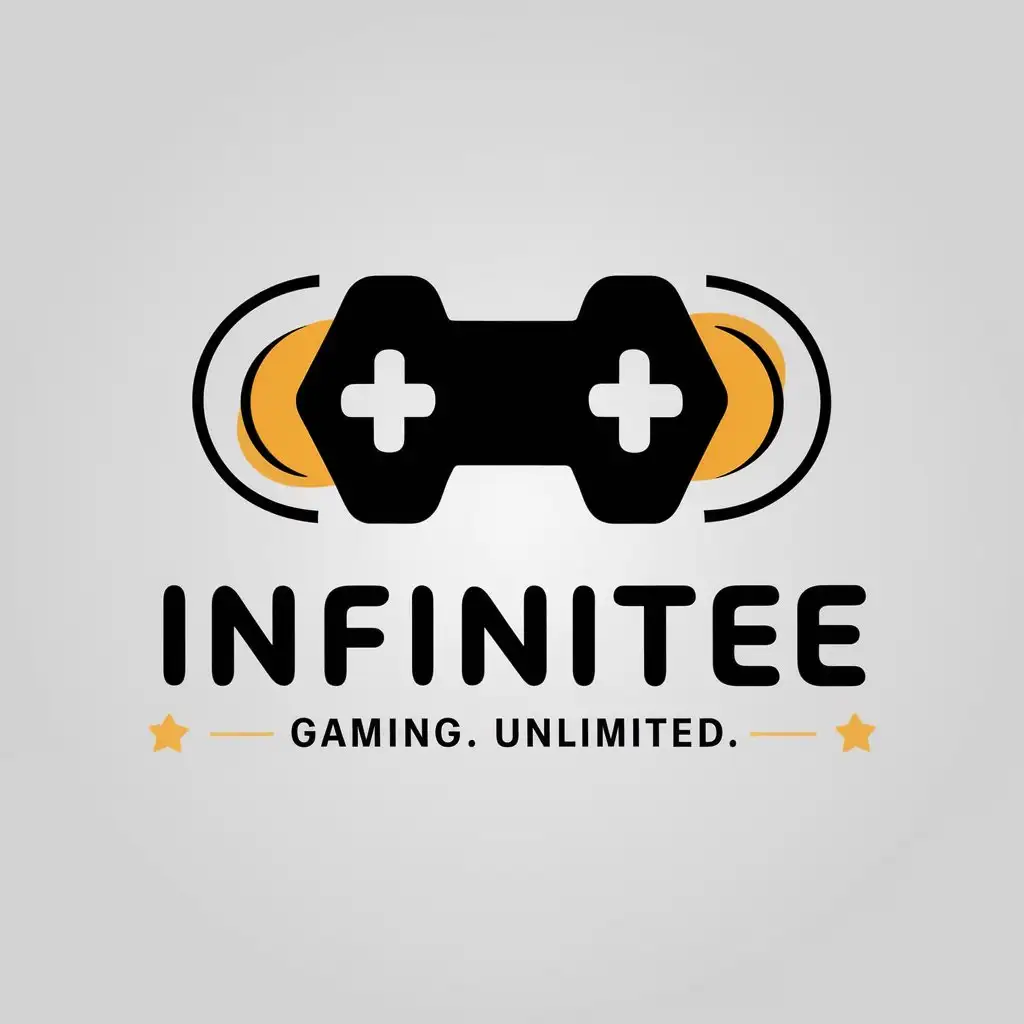 LOGO Design for INFINITEE Black Yellow Vector with Video Game Symbol