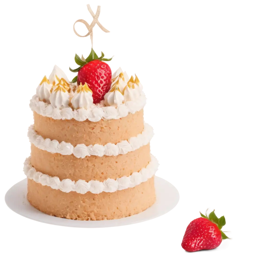 Birthday-Cake-Decorated-with-Strawberry-and-Pirulin-HighQuality-PNG-Image-Creation