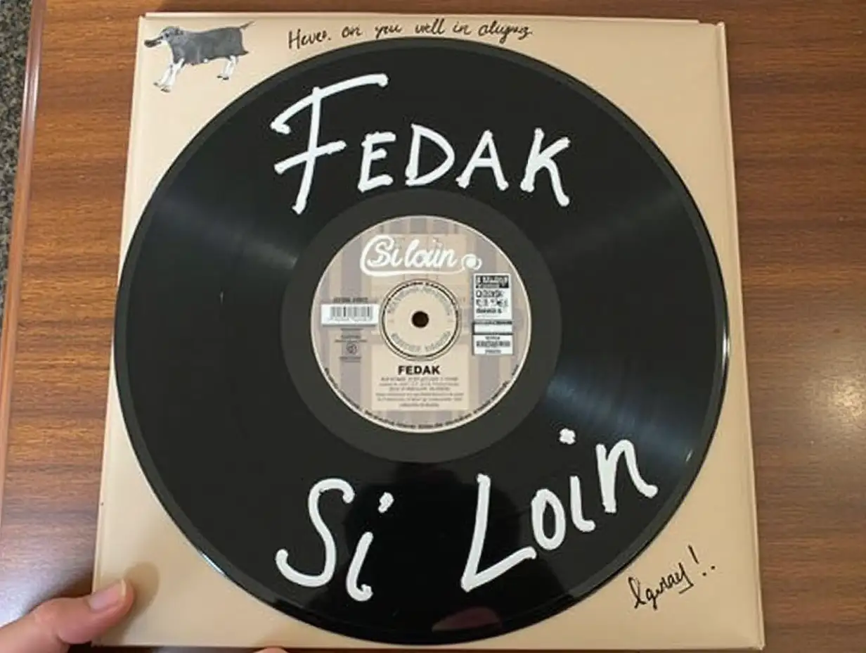 Make a vinyl with Si Loin written on it (Fedak - Fago)