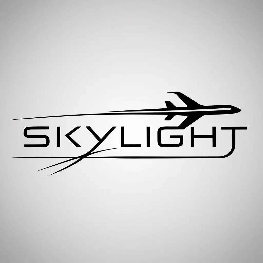 a logo design,with the text "Skylight", main symbol:airplane,Minimalistic,be used in Automotive industry,clear background