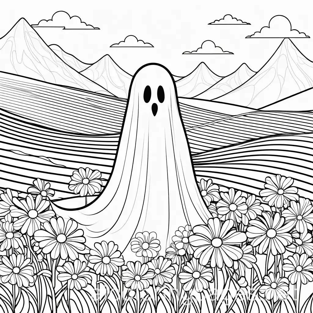 Ghost-Coloring-Page-in-Flower-Field-for-Kids