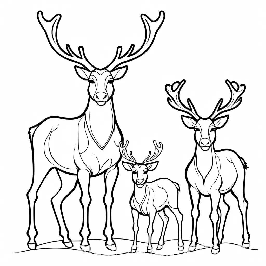 Childrens-Coloring-Page-Featuring-a-Family-of-Reindeer