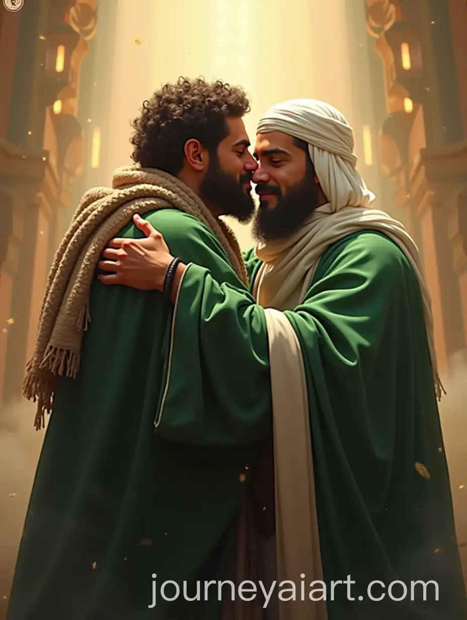 Imam-Hussein-and-Companion-Embracing-in-Heaven-with-Cloaks-and-Shawls
