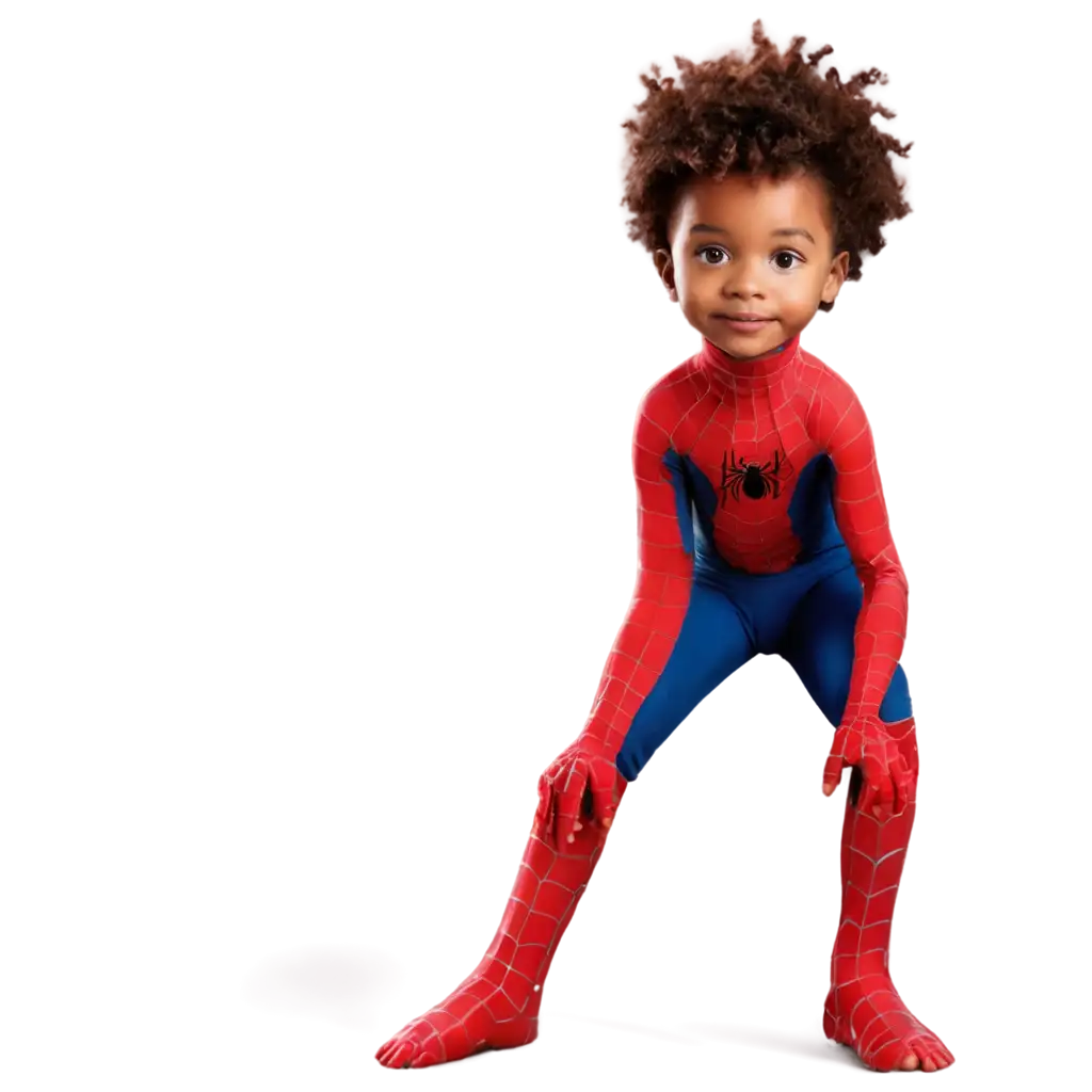 Adorable-PNG-Image-of-a-2YearOld-Black-Boy-in-SpiderMan-Costume-with-Curled-Fair-Hair