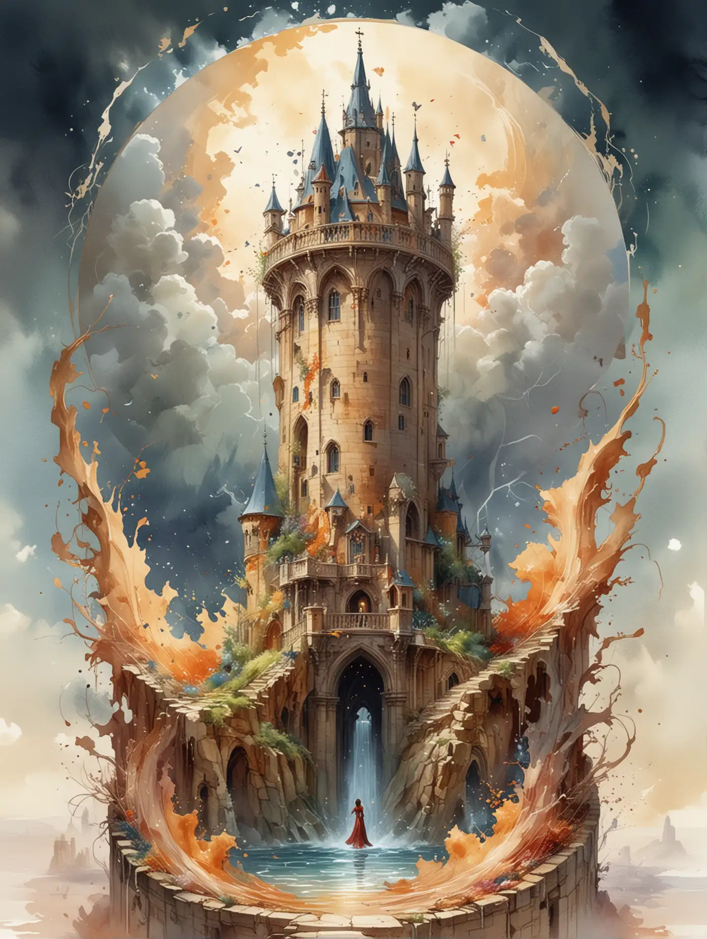 Falling-from-The-Tower-Tarot-Card-with-Apocalyptic-Storm-and-Explosion