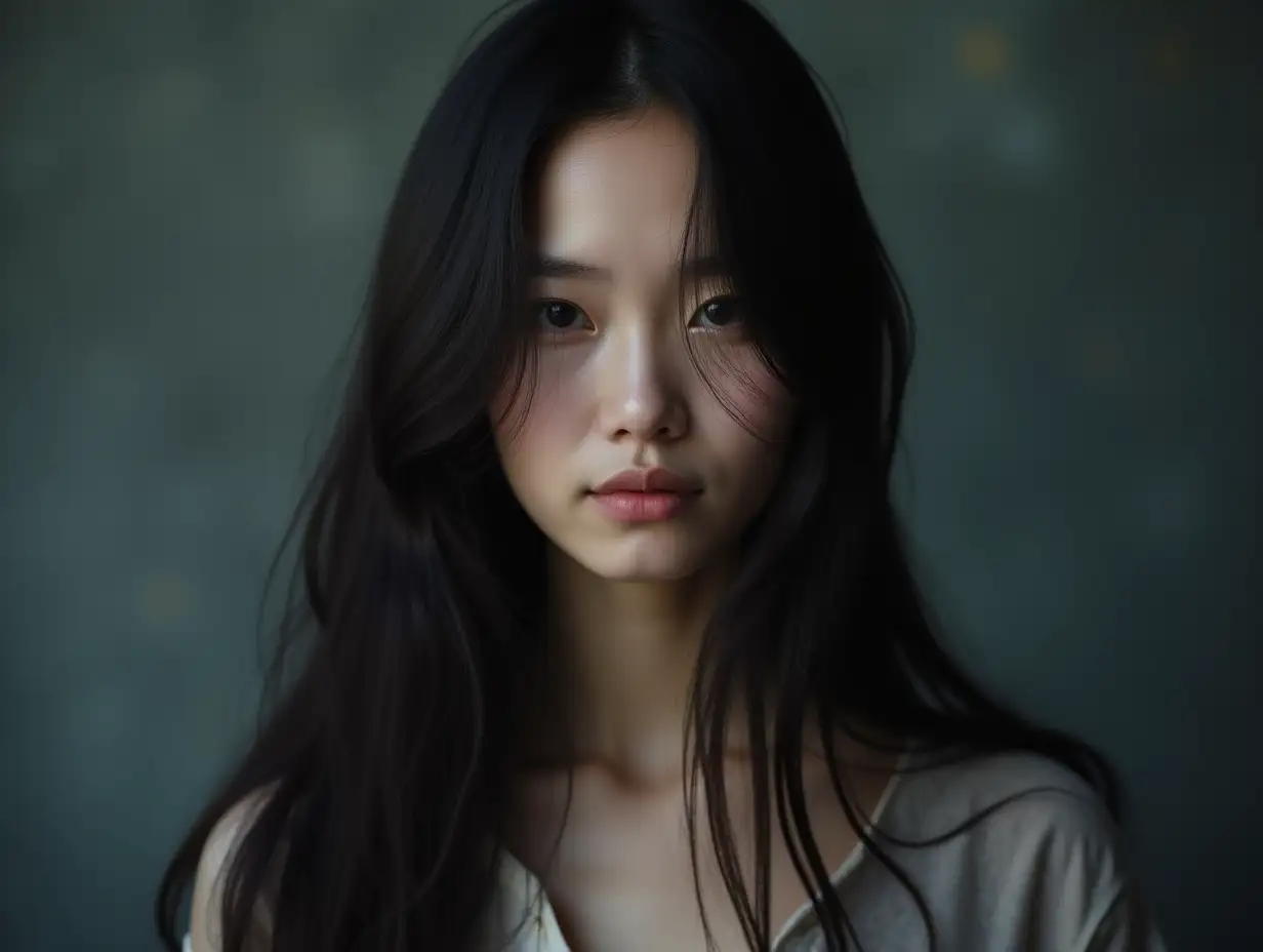 Portrait-of-a-Chinese-Woman-with-Soft-Focus-and-Dramatic-Lighting