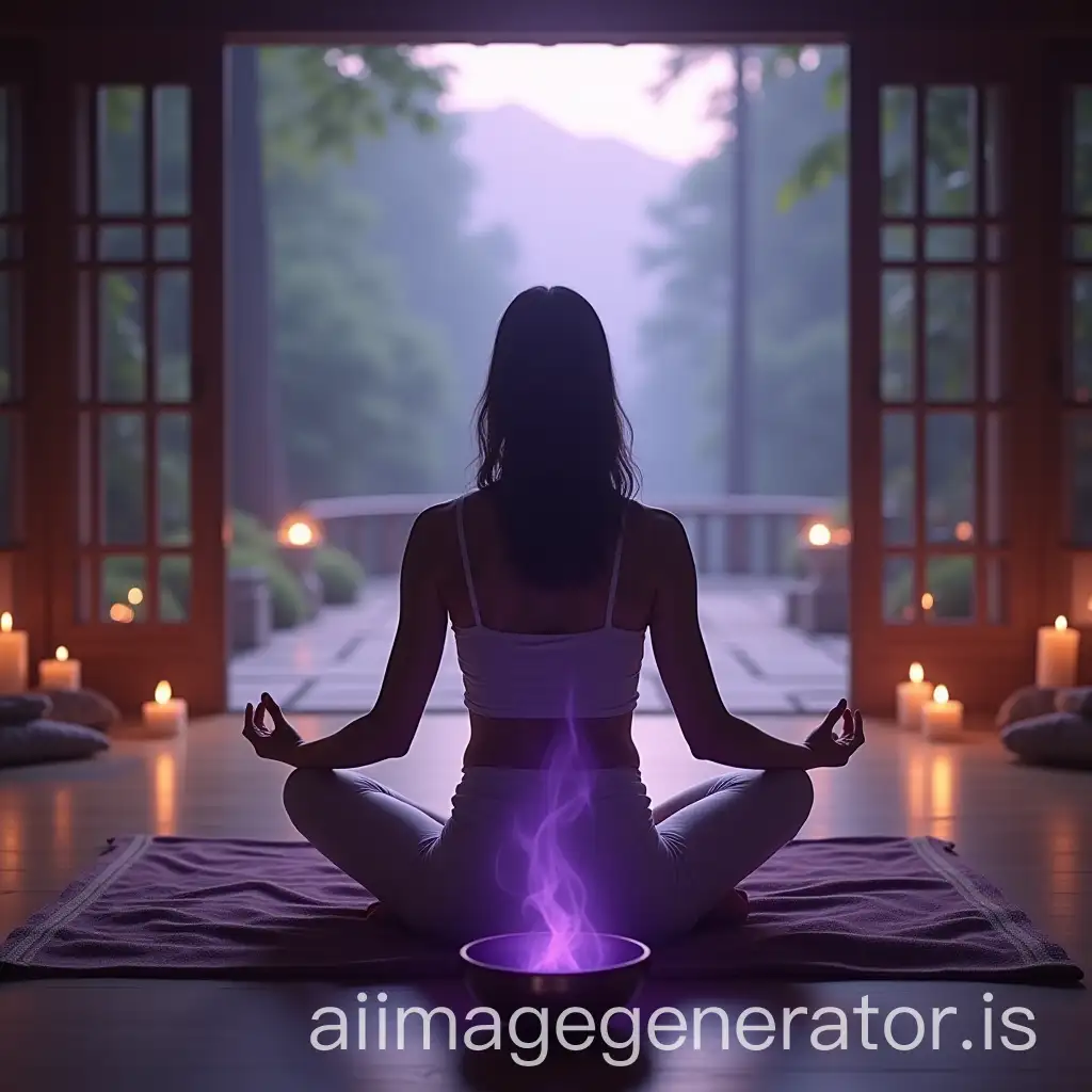 Person-Meditating-in-Serene-Zen-Garden-with-Violet-Flame-Energy-and-Singing-Bowl