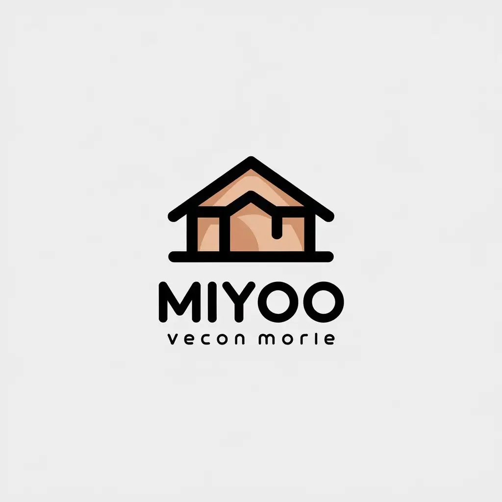 a vector logo design,with the text "miyoo (meaning unclear without additional context)", main symbol:House, cozy, warm color tone,Minimalistic,be used in Real Estate industry,clear background