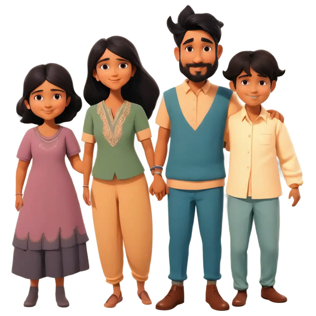 Cartoon-Indian-Family-Photo-PNG-Perfect-for-HighQuality-Digital-Use