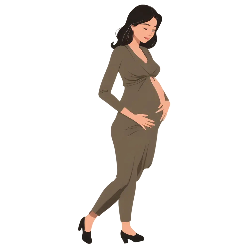 Animated-Drawing-of-a-Pregnant-Woman-in-PNG-Format-HighQuality-Image-for-Versatile-Use