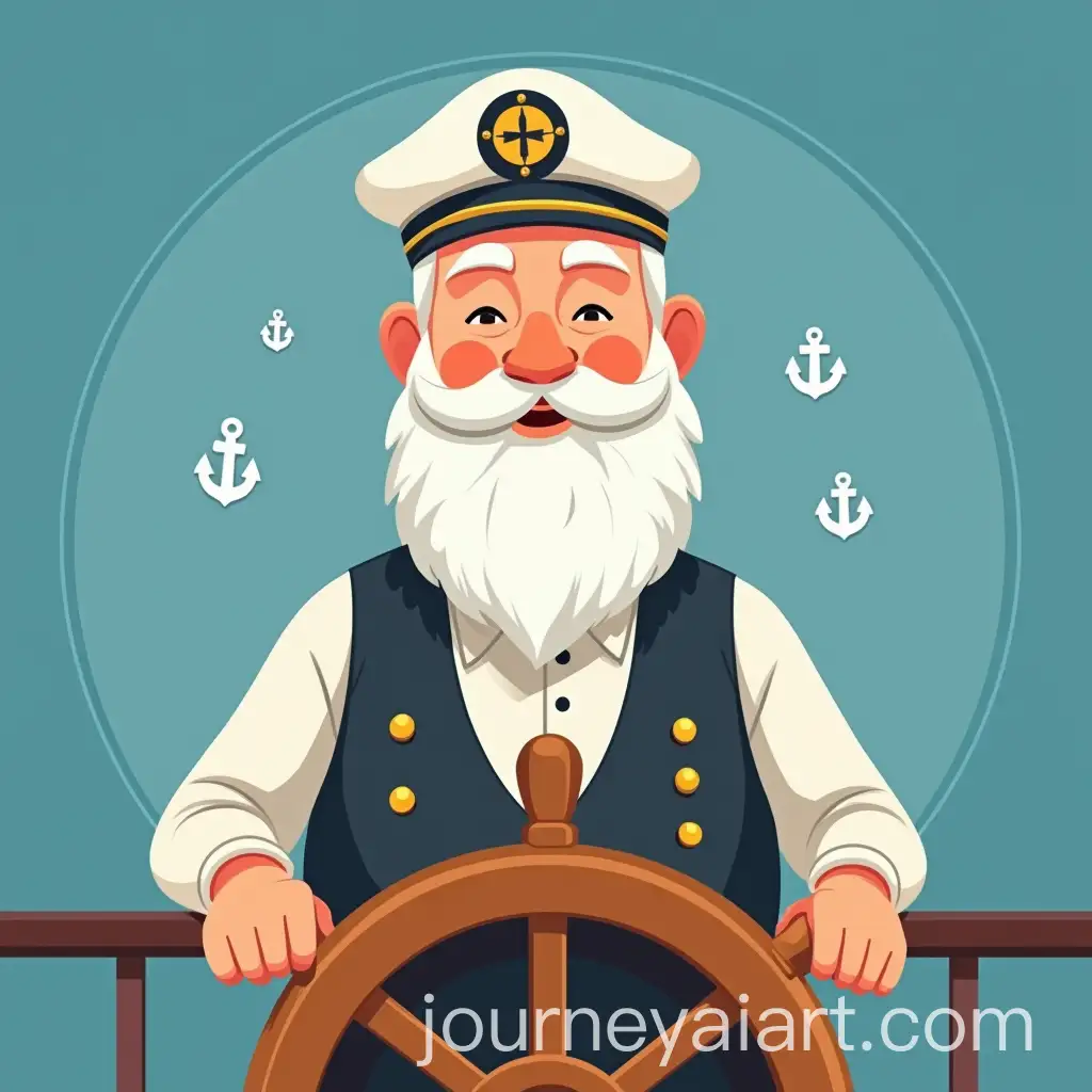 Elderly-Sailor-at-Ships-Helm-with-Nautical-Symbols