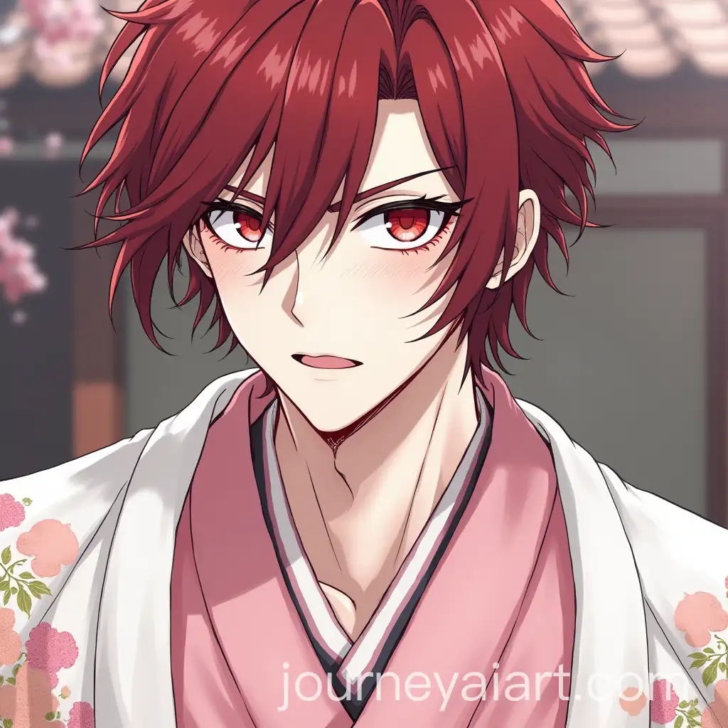 Male-Oni-Character-in-Geisha-Kimono-with-Red-Eyeliner-and-Feline-Eyes