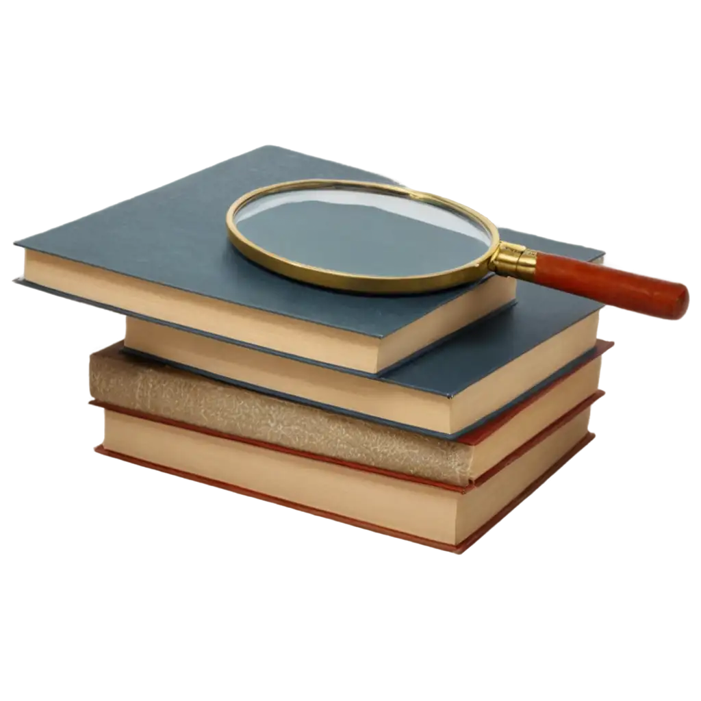 Stack-of-Books-with-a-Magnifying-Glass-PNG-Perfect-for-Educational-Literary-and-Research-Themes