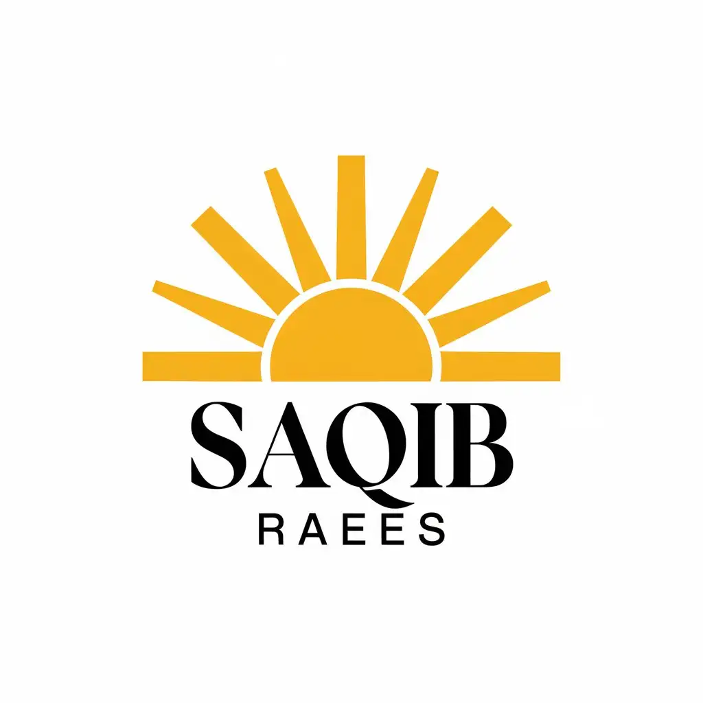 LOGO Design for Saqib Raees Sunshine Symbol with a Moderate Style on a Clear Background