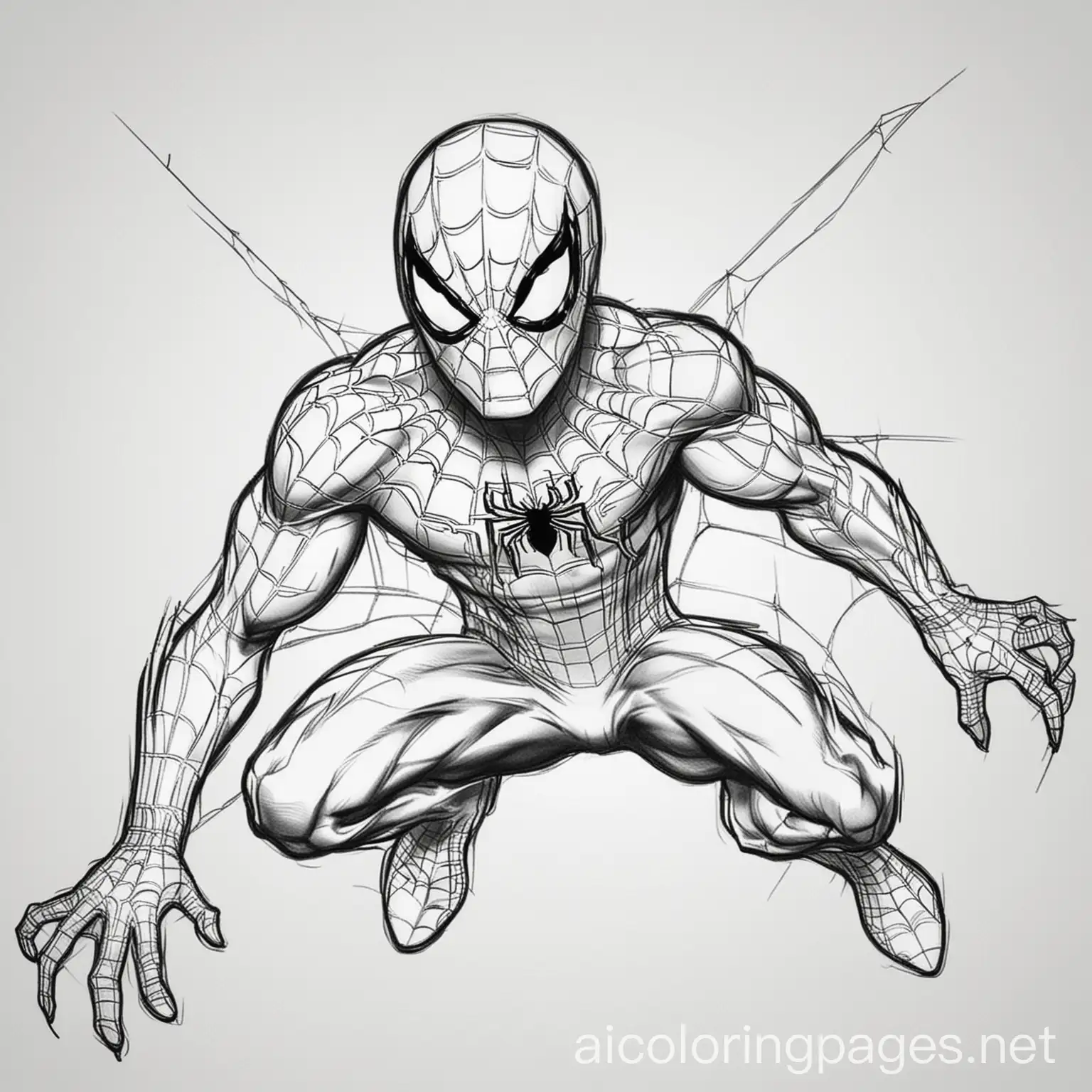 Spiderman-Coloring-Page-in-Black-and-White-with-Simple-Clear-Outlines