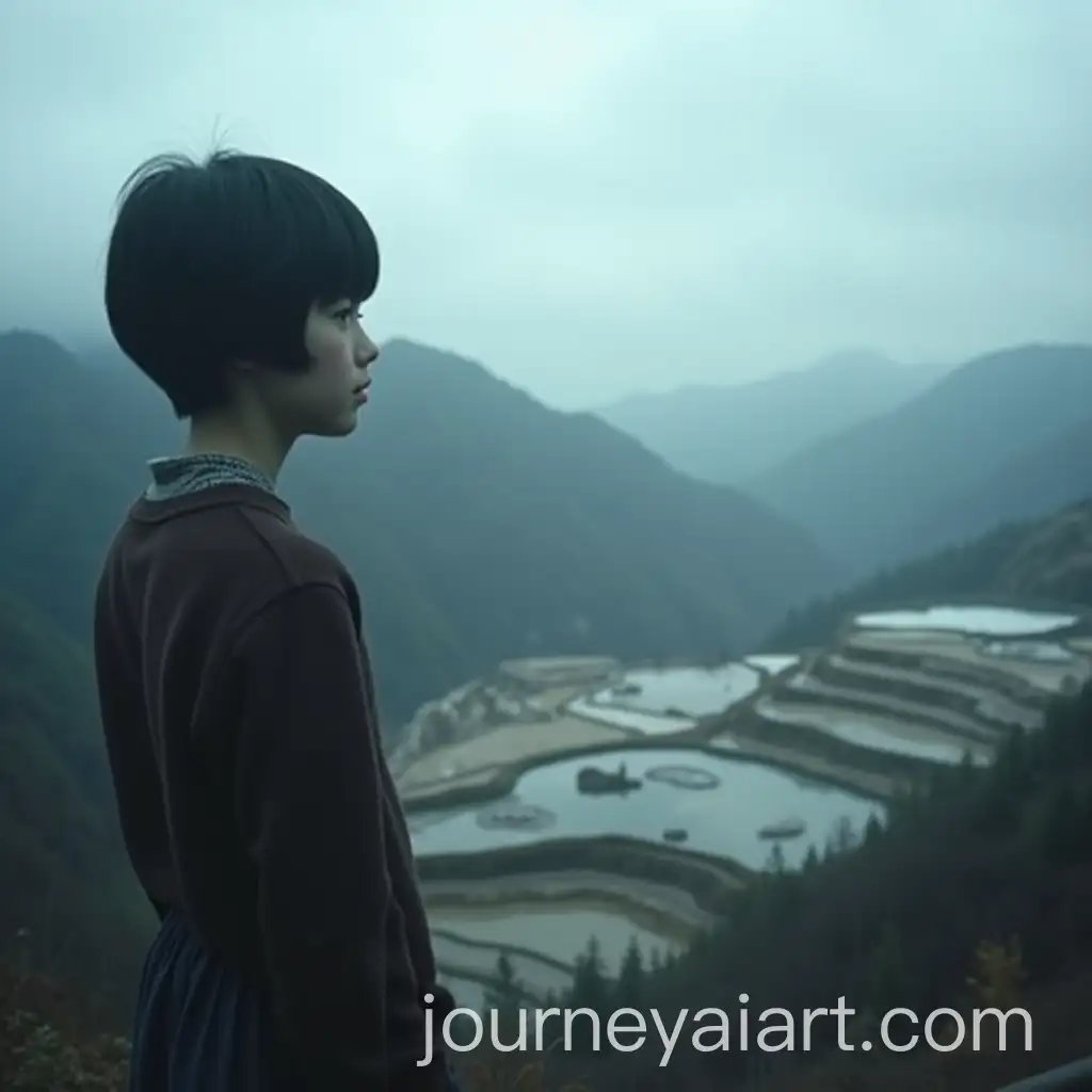 Teenage-Girl-Contemplating-the-Landscape-with-Hot-Springs-and-Mountains