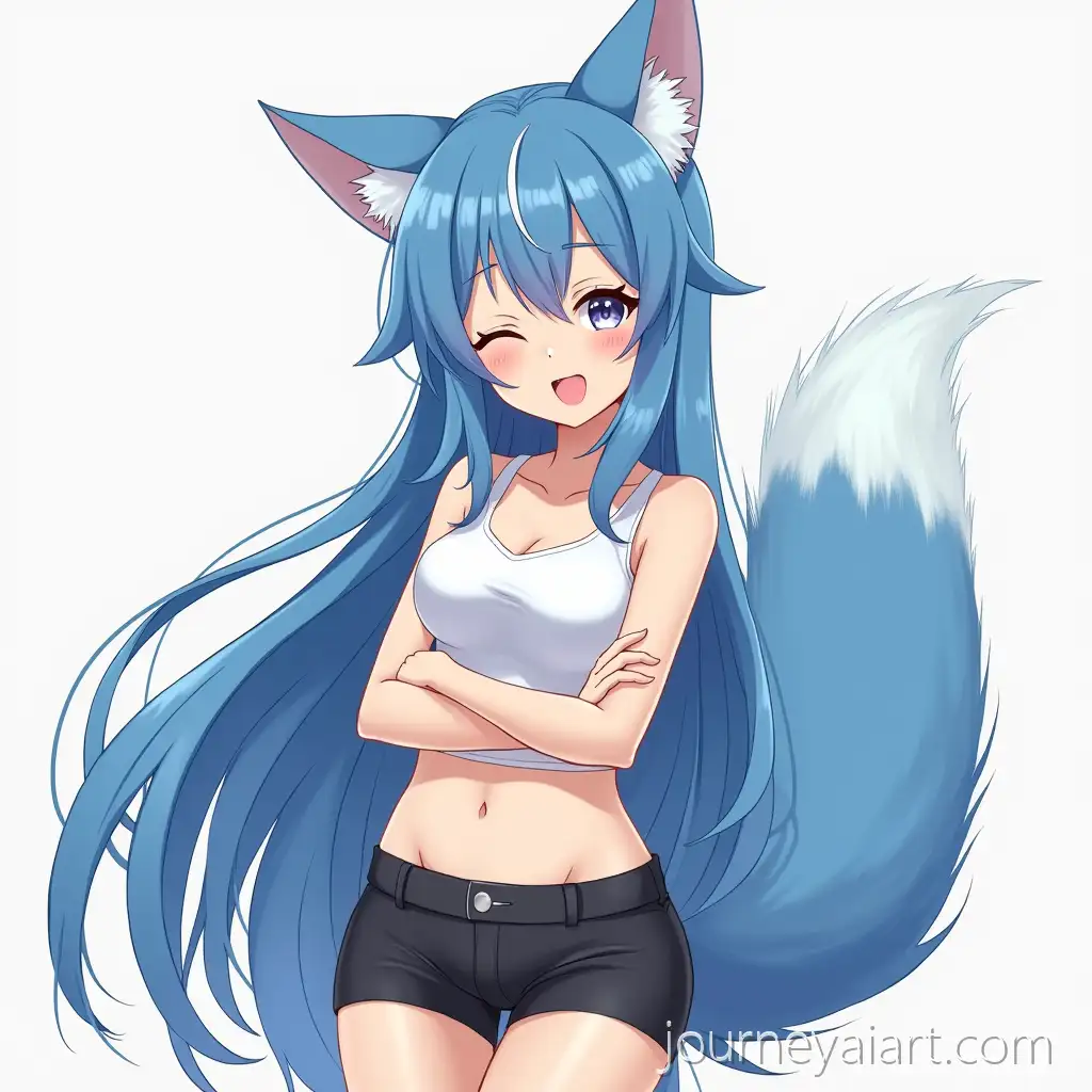 BlueHaired-FoxEared-Mother-Spirit-with-Nine-Tails-in-Manhwa-Style